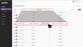 Student list in Xello with all students selected. The Send Message button is highlighted